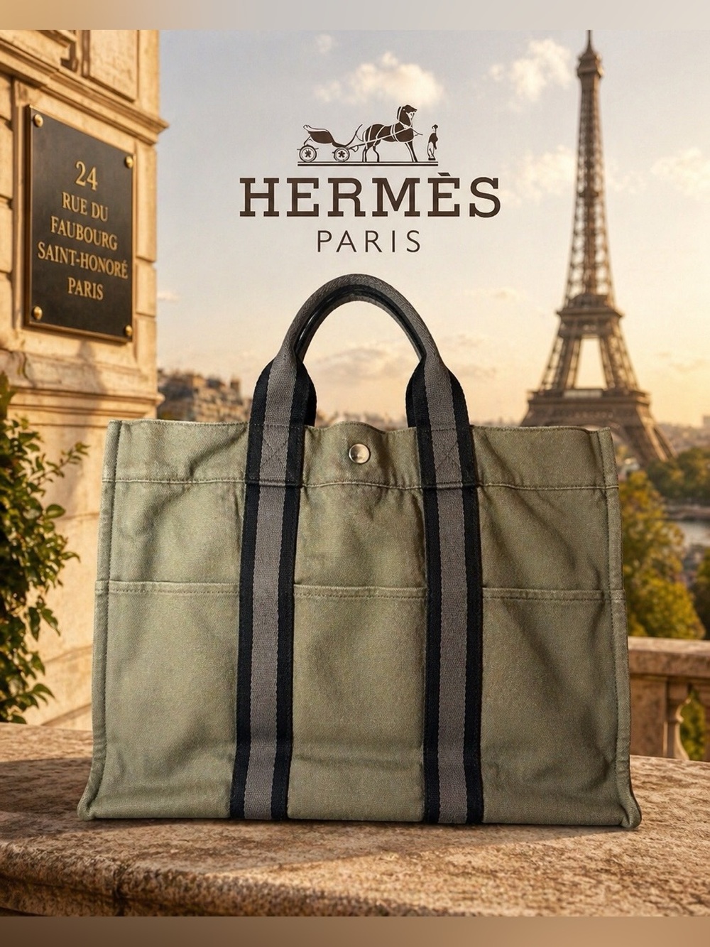 ✨ Hermès Canvas Tote | Paris Luxury On-the-Go